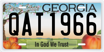 GA license plate QAI1966