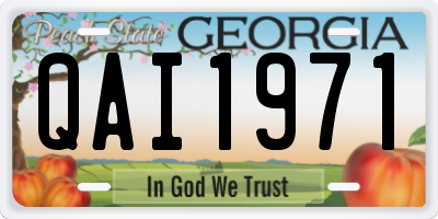 GA license plate QAI1971
