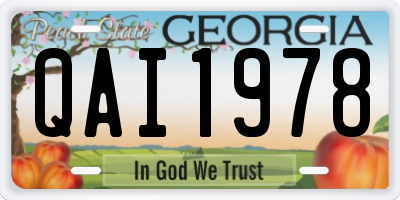 GA license plate QAI1978