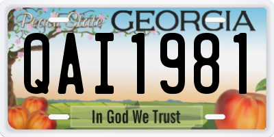 GA license plate QAI1981