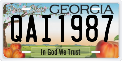 GA license plate QAI1987