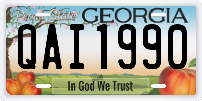 GA license plate QAI1990