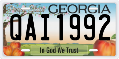 GA license plate QAI1992