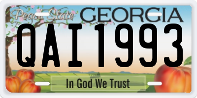 GA license plate QAI1993