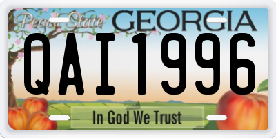 GA license plate QAI1996