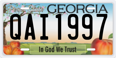 GA license plate QAI1997