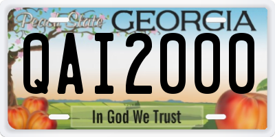 GA license plate QAI2000
