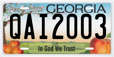 GA license plate QAI2003