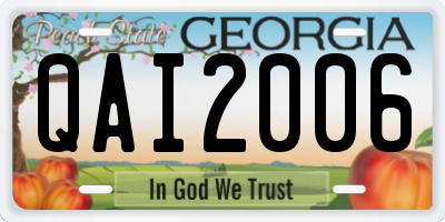 GA license plate QAI2006