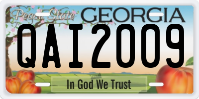GA license plate QAI2009