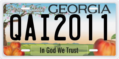 GA license plate QAI2011