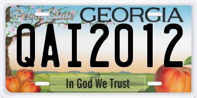 GA license plate QAI2012