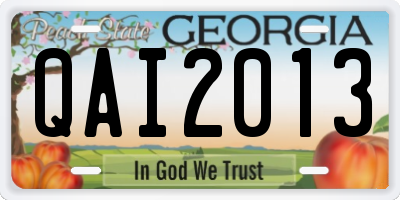 GA license plate QAI2013