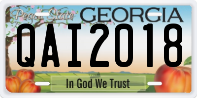 GA license plate QAI2018