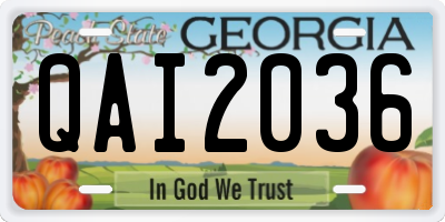 GA license plate QAI2036