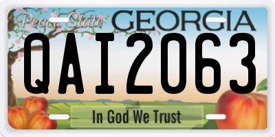 GA license plate QAI2063