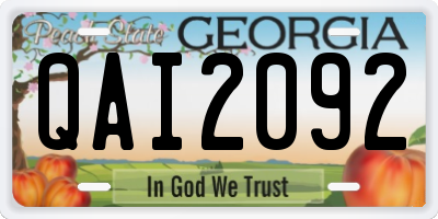 GA license plate QAI2092