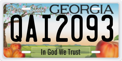 GA license plate QAI2093