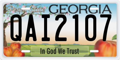 GA license plate QAI2107