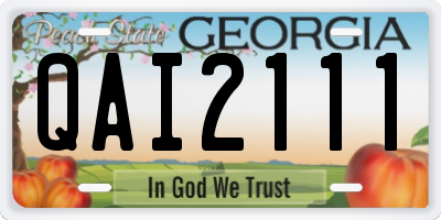 GA license plate QAI2111