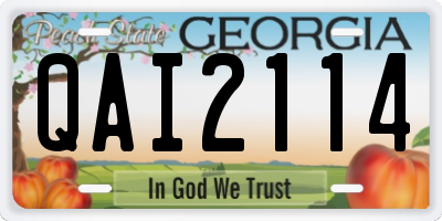 GA license plate QAI2114