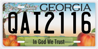 GA license plate QAI2116