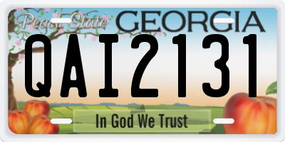 GA license plate QAI2131