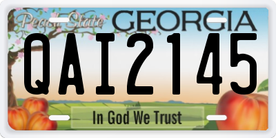 GA license plate QAI2145