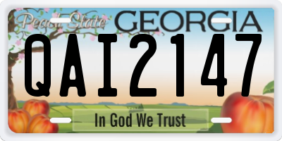 GA license plate QAI2147