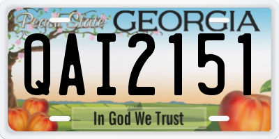 GA license plate QAI2151