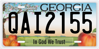 GA license plate QAI2155