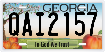 GA license plate QAI2157