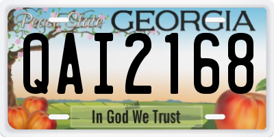 GA license plate QAI2168