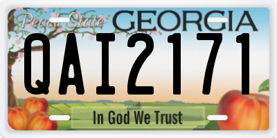 GA license plate QAI2171