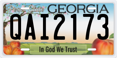 GA license plate QAI2173