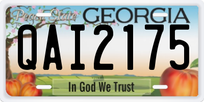 GA license plate QAI2175