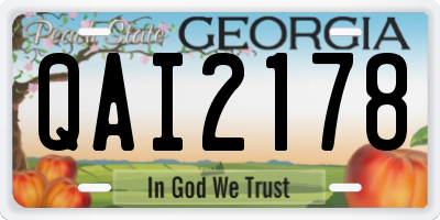 GA license plate QAI2178