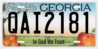 GA license plate QAI2181