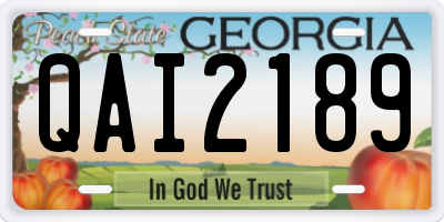 GA license plate QAI2189