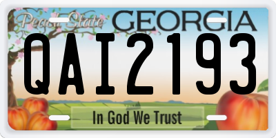 GA license plate QAI2193