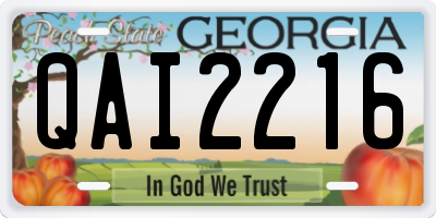 GA license plate QAI2216