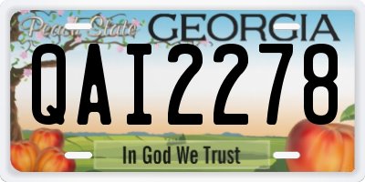GA license plate QAI2278