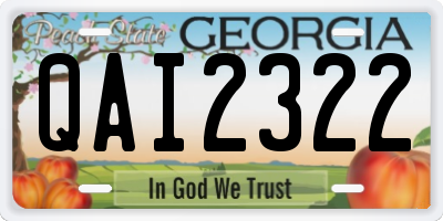 GA license plate QAI2322