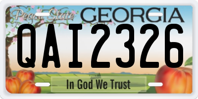 GA license plate QAI2326