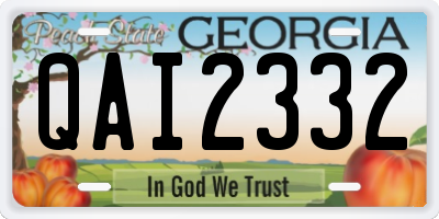 GA license plate QAI2332