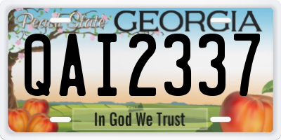 GA license plate QAI2337