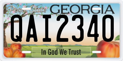 GA license plate QAI2340