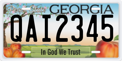 GA license plate QAI2345