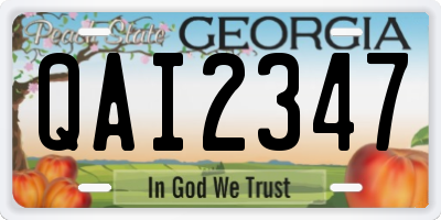GA license plate QAI2347