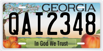 GA license plate QAI2348